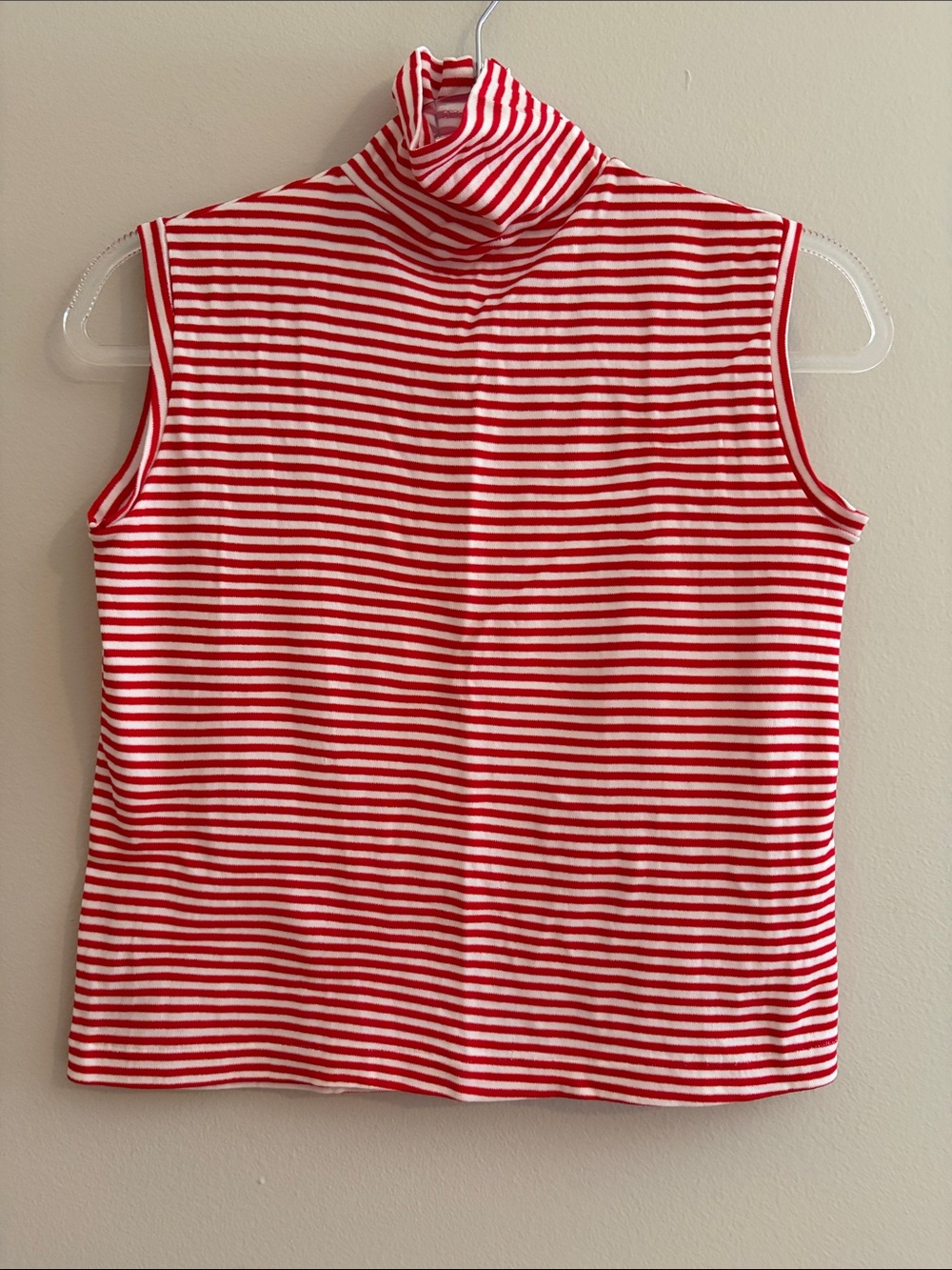 Vintage 1970’s Sleeveless Red & White Stripe Turtleneck Top